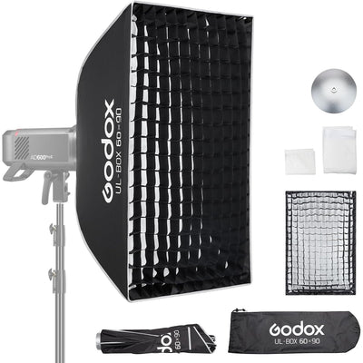 Rectangular Softbox 60x90cm Bowens Mount Grid Diffuser Quick Setup Studio Godox