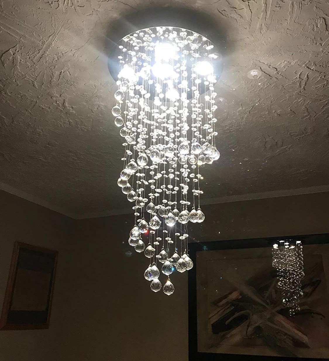 Crystal Chandelier 40x90cm K9 Raindrop Spiral Chrome Ceiling Pendant Light