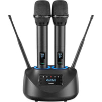 Wireless Microphone System UHF Rechargeable 80m Range Bluetooth TONOR Black