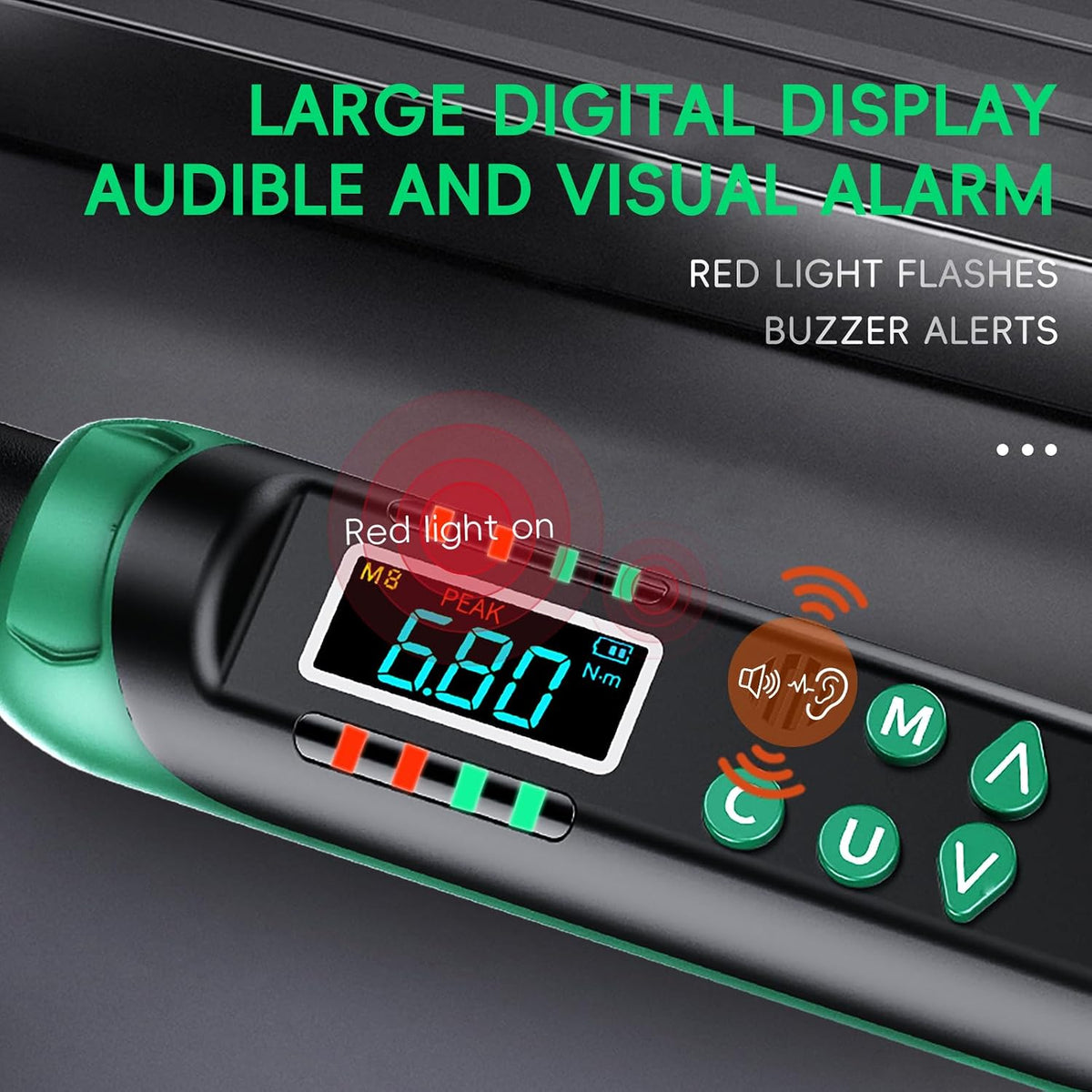 Digital Torque Wrench 6.8-135Nm Interchangeable Heads Precision Torque Spanner Tool