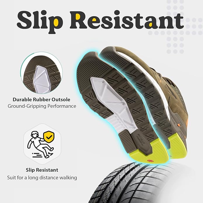 Slip-resistant shoe sole with durable rubber outsole and ground-gripping performance, suitable for long-distance walking.