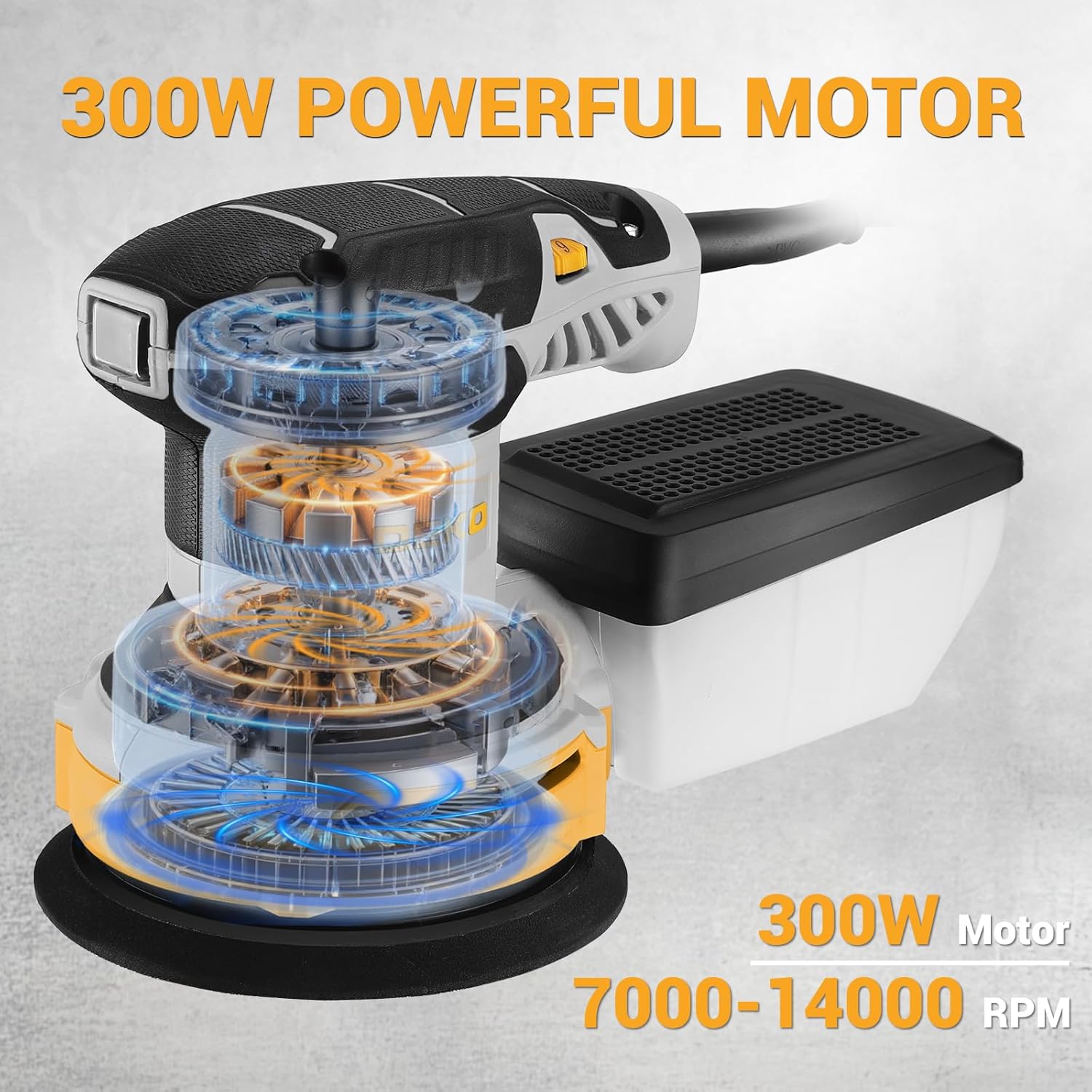 Random Orbit Sander 300W 125mm Variable Speed 14000RPM DEKOPRO Electric