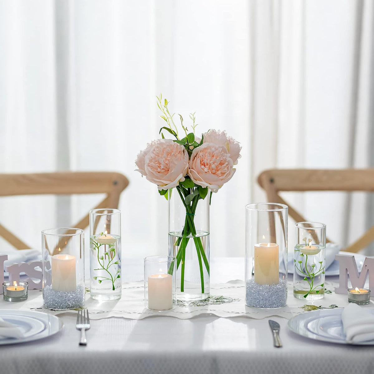 Glass Hurricane Candle Holders 24 Pcs Clear Vases 3 Heights Wedding Glasseam