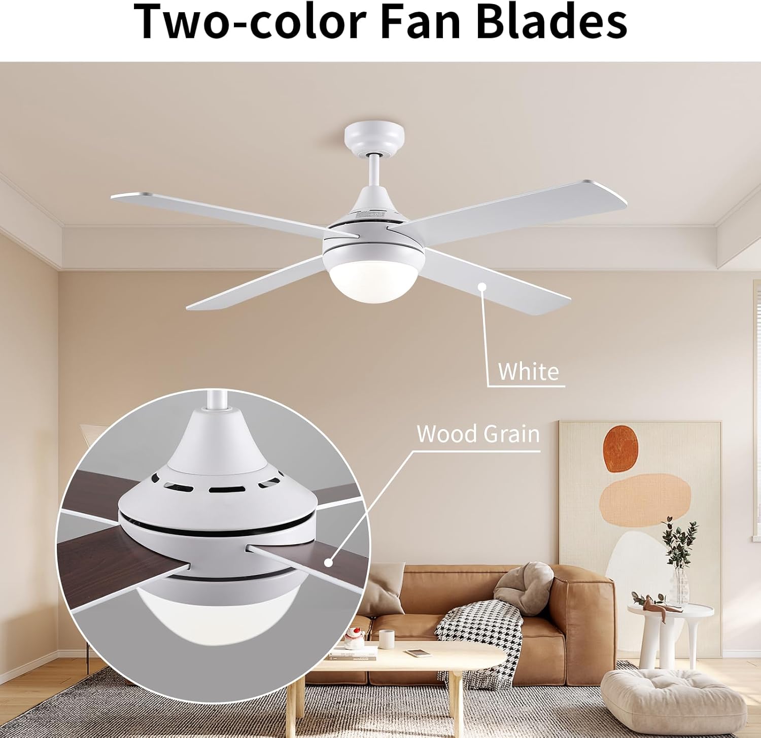 Ceiling Fan With Lights 48 Inch Remote Reversible Dimmable CJOY