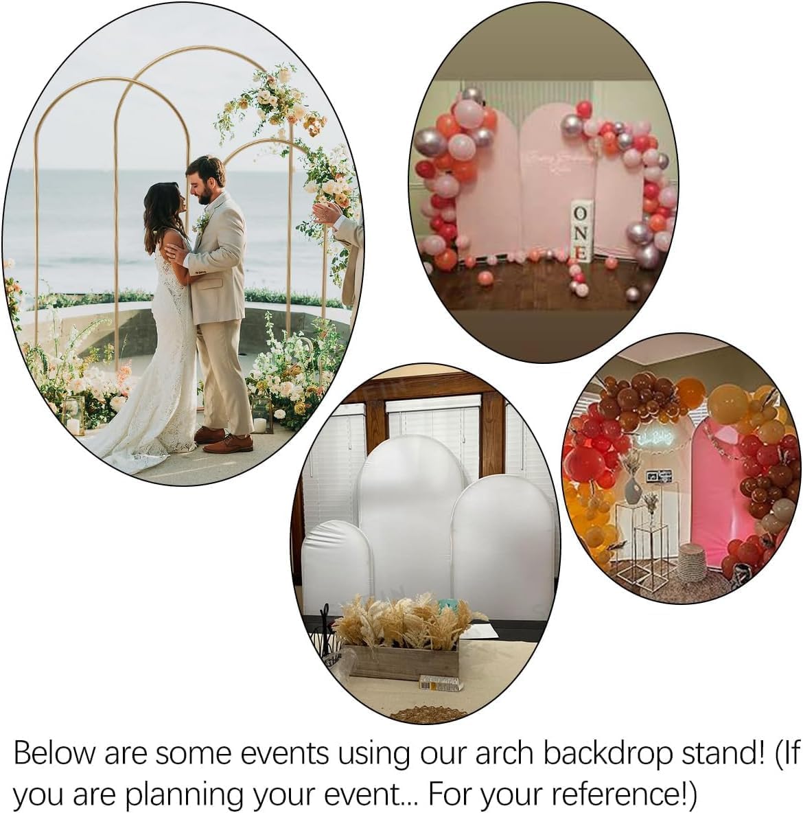VINCIGANT Set of 3 Gold Wedding Arch Backdrop Stand, Balloon Frame Party Decor