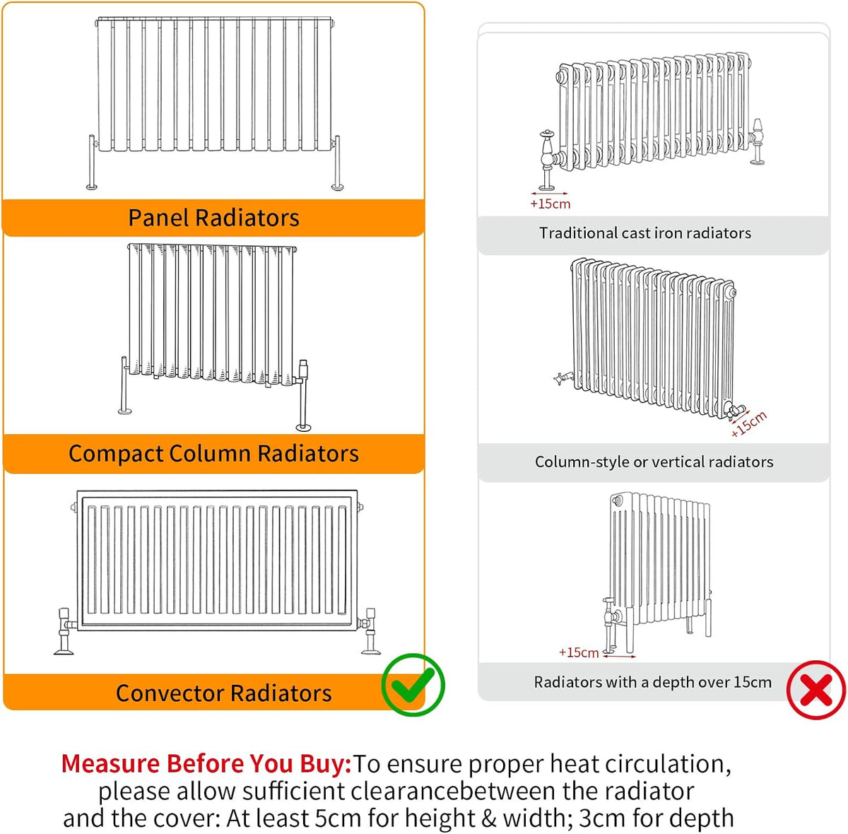 Radiator Cover 100cm High Extra Tall White MDF Vertical Slat Cabinet Fativo