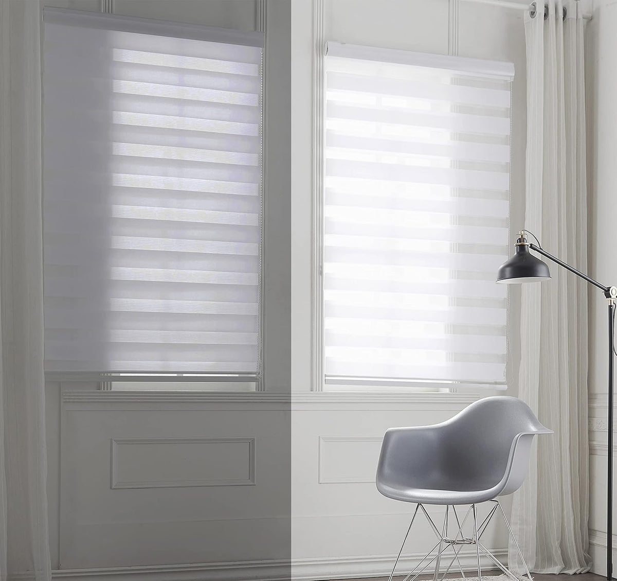 Zebra Roller Blind 120x150cm Day Night Window Curtain White Taiyuhomes