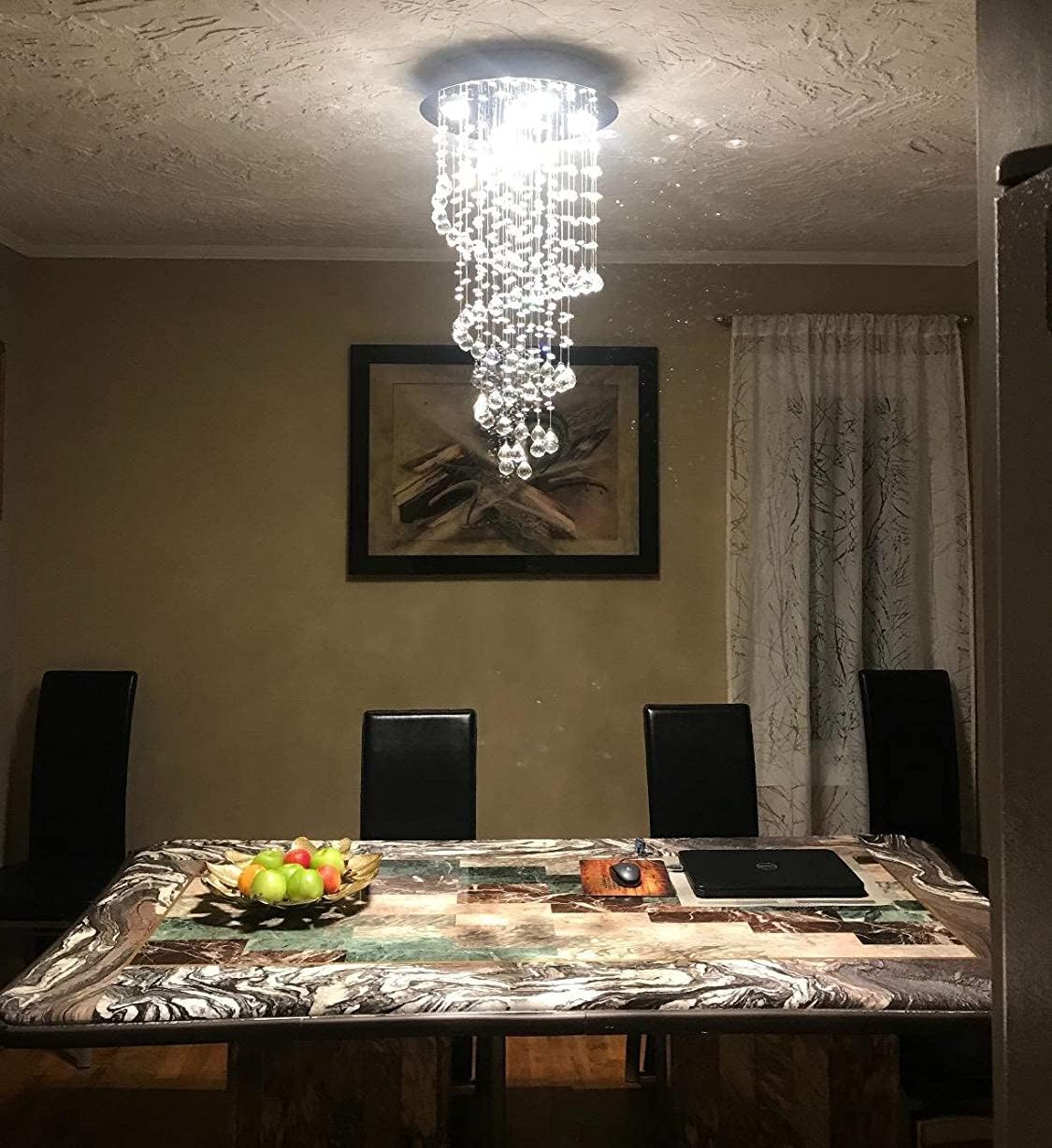 Crystal Chandelier 40x90cm K9 Raindrop Spiral Chrome Ceiling Pendant Light
