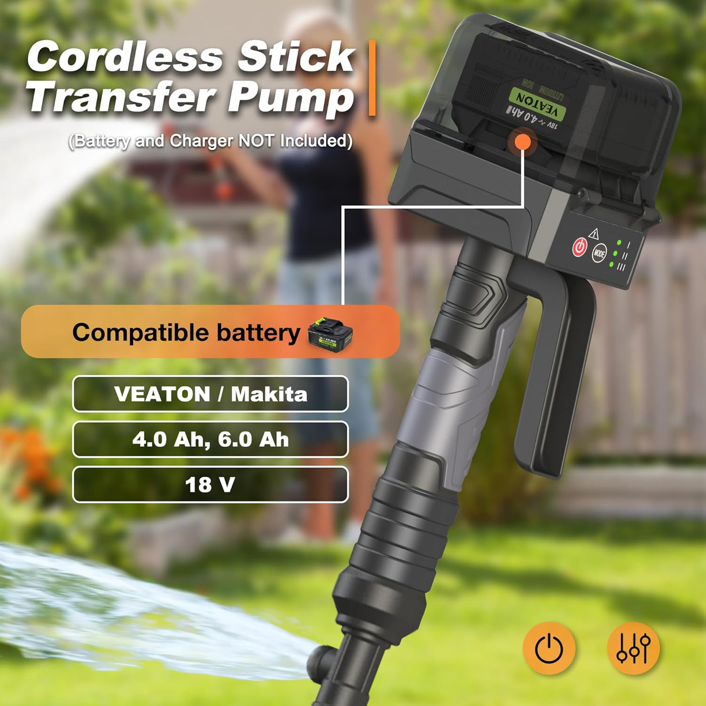 Cordless Water Transfer Pump Brushless Portable Submersible VEATON