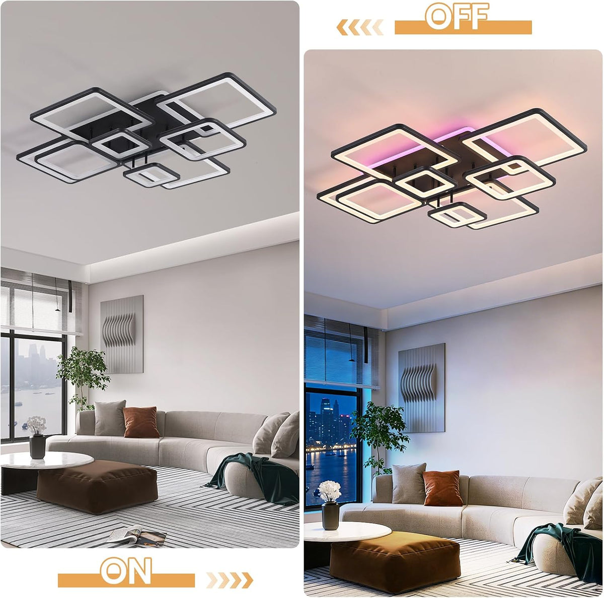 LED Ceiling Light 100W Dimmable Flush Mount Remote Modern Living Room Bedroom Lamp