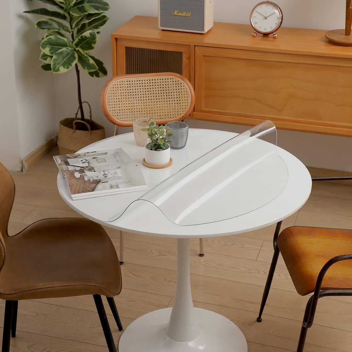 Round PVC Tablecloth 120cm Clear Waterproof 1.5mm Thick Dining Table Protector