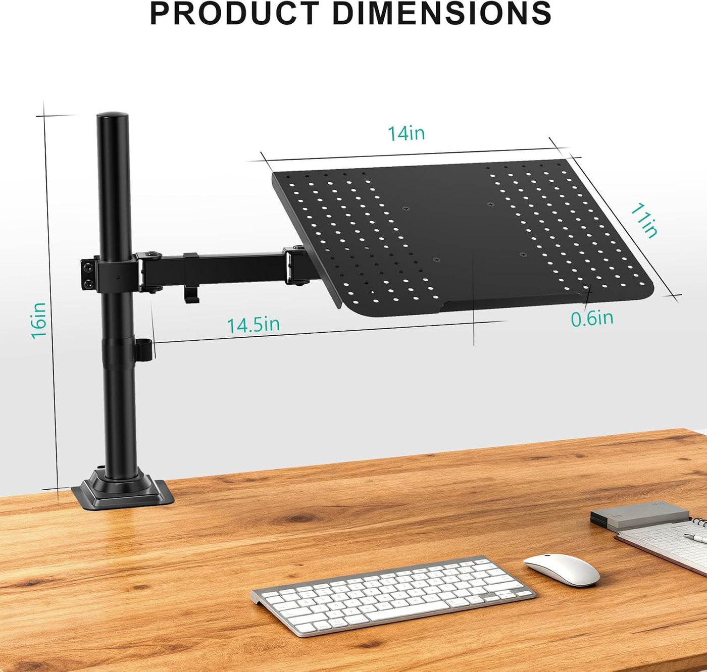 Laptop Desk Mount Adjustable Arm Tray Notebook Holder VESA Black WALI Stand