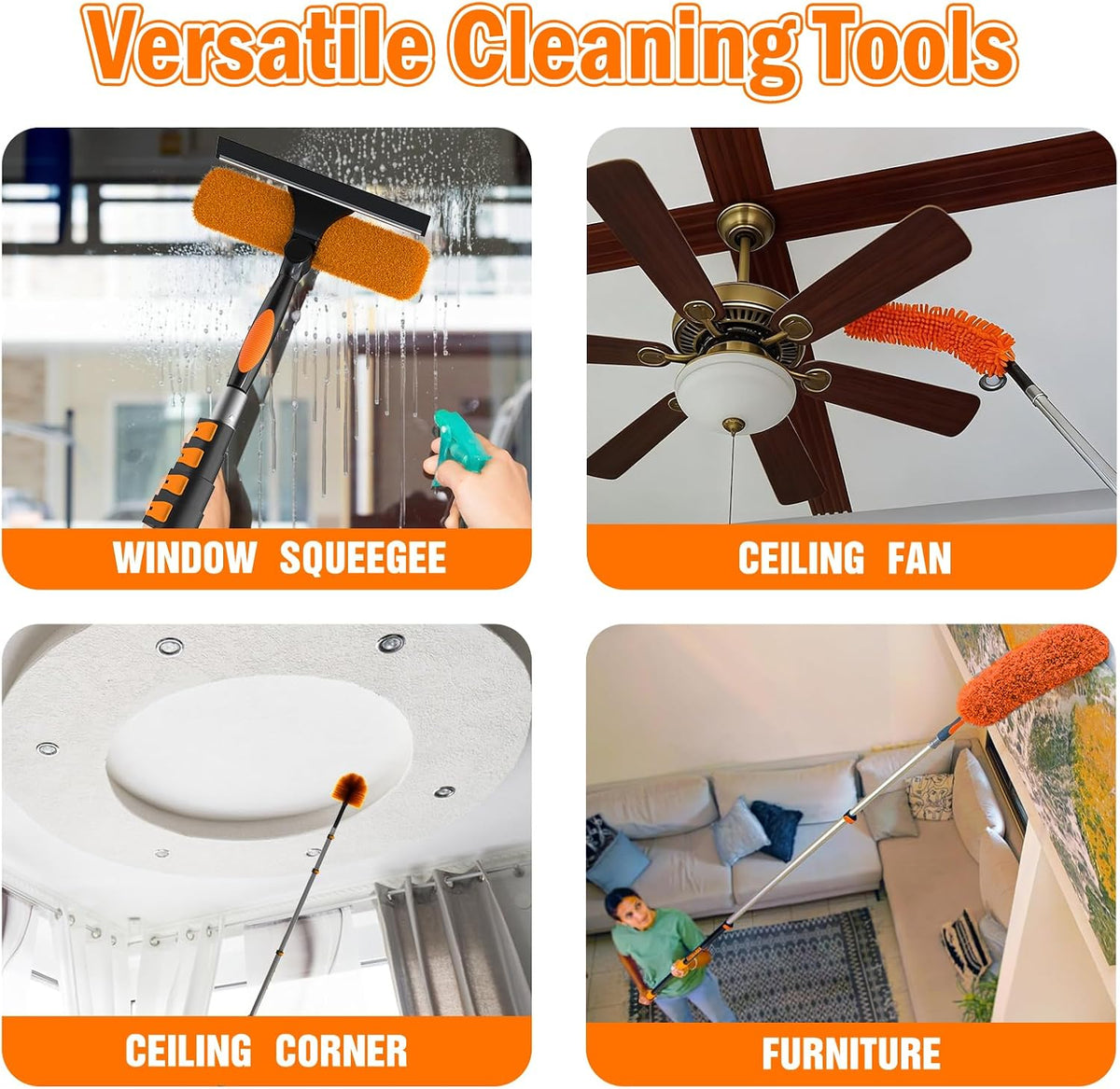 Telescopic Feather Duster 6m Cobweb Brush Window Cleaning Kit LAANPOLE