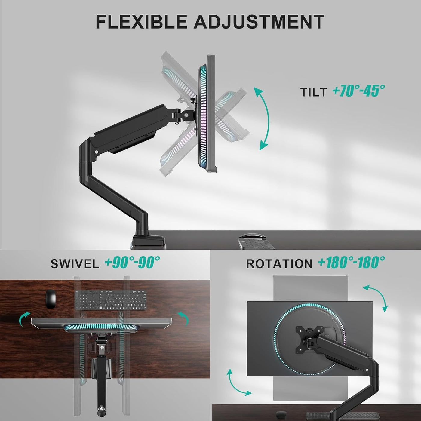 Single Monitor Arm 13-34 Inch Gas Spring Adjustable VESA Black WALI