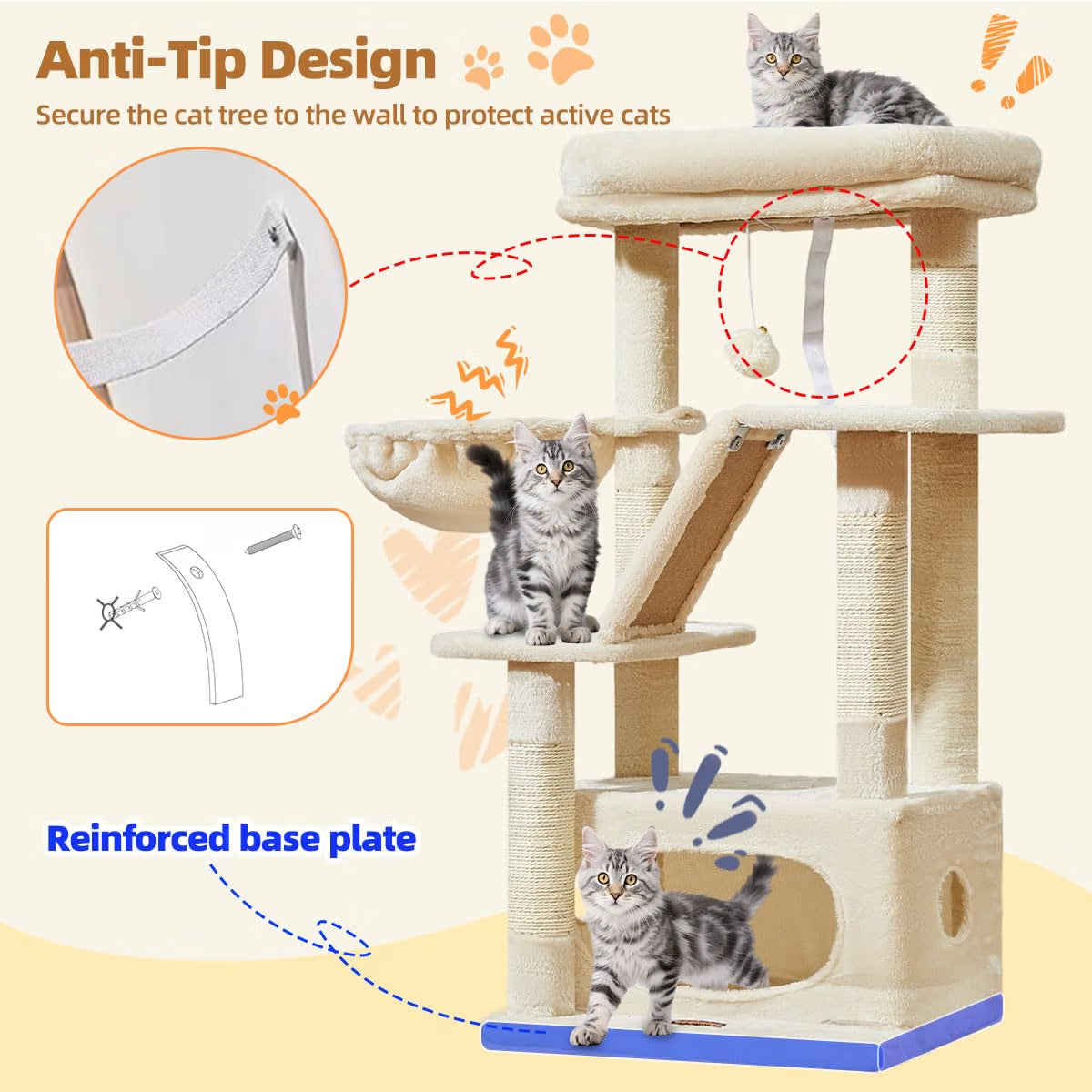 Cat Tree 98cm Small Cat Tower Scratching Climbing Activity Centre Taoqimiao Indoor