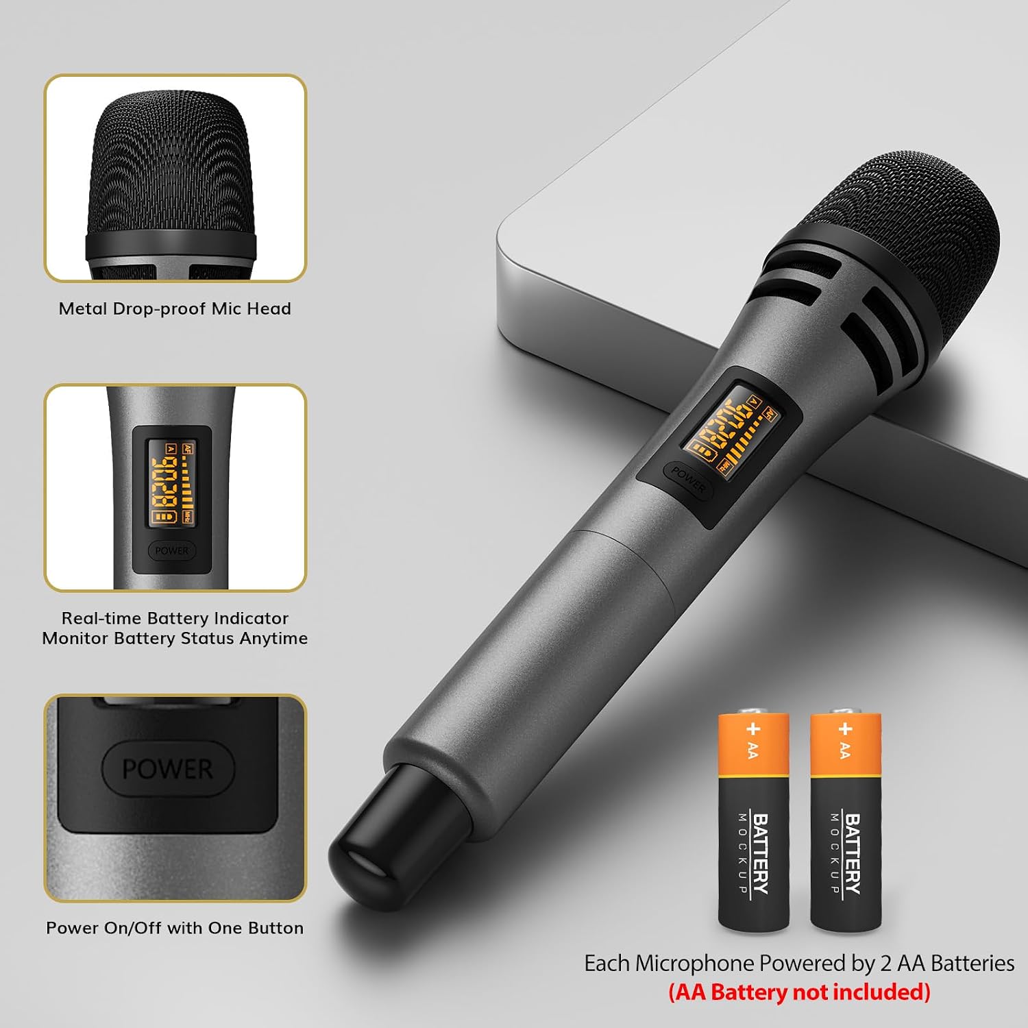 Wireless Microphones UHF Handheld Dynamic 60m Karaoke Mics TONOR Dual Set