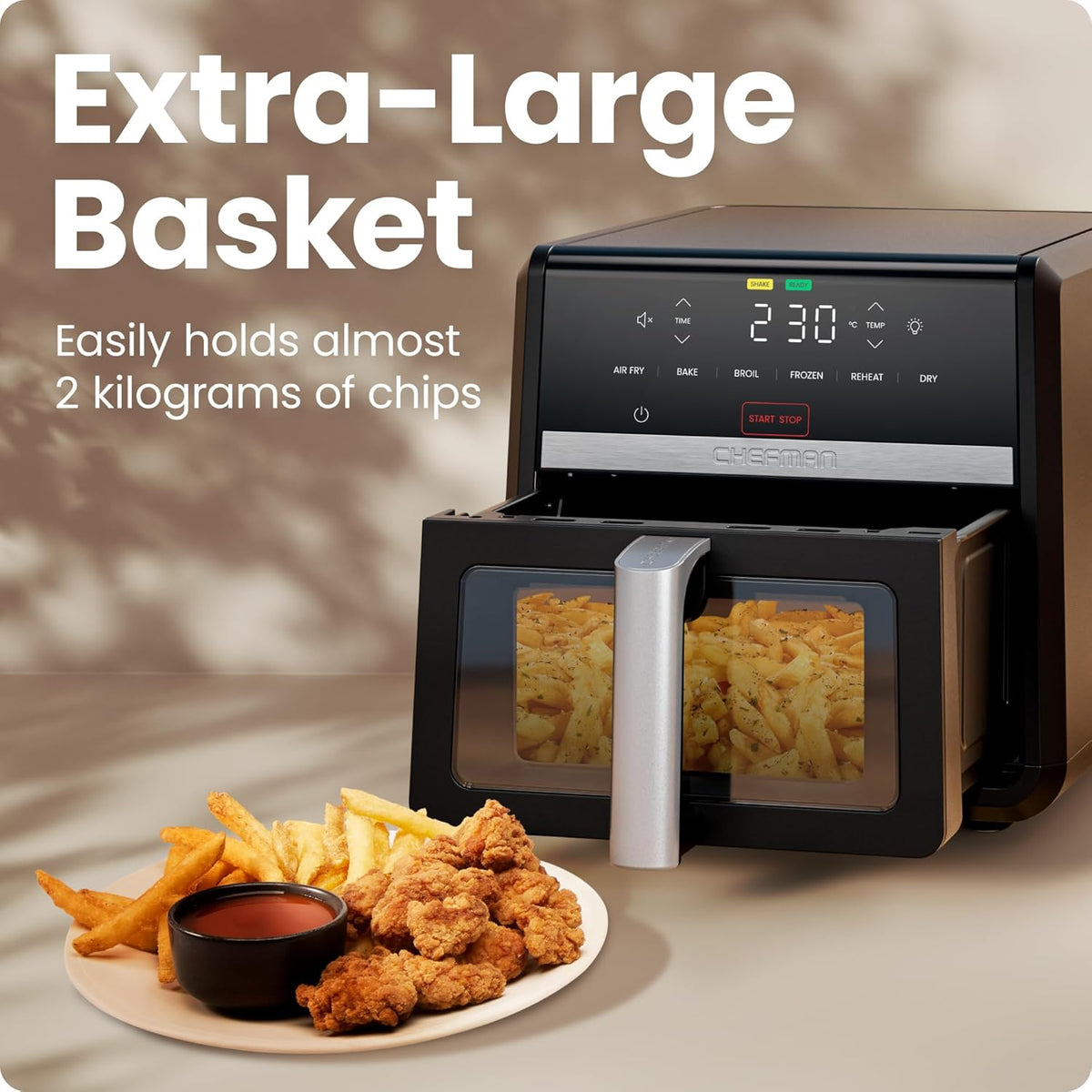 Air Fryer 8.5L Compact 6 in 1 TurboFry 230C Digital Cooking Oven Chefman