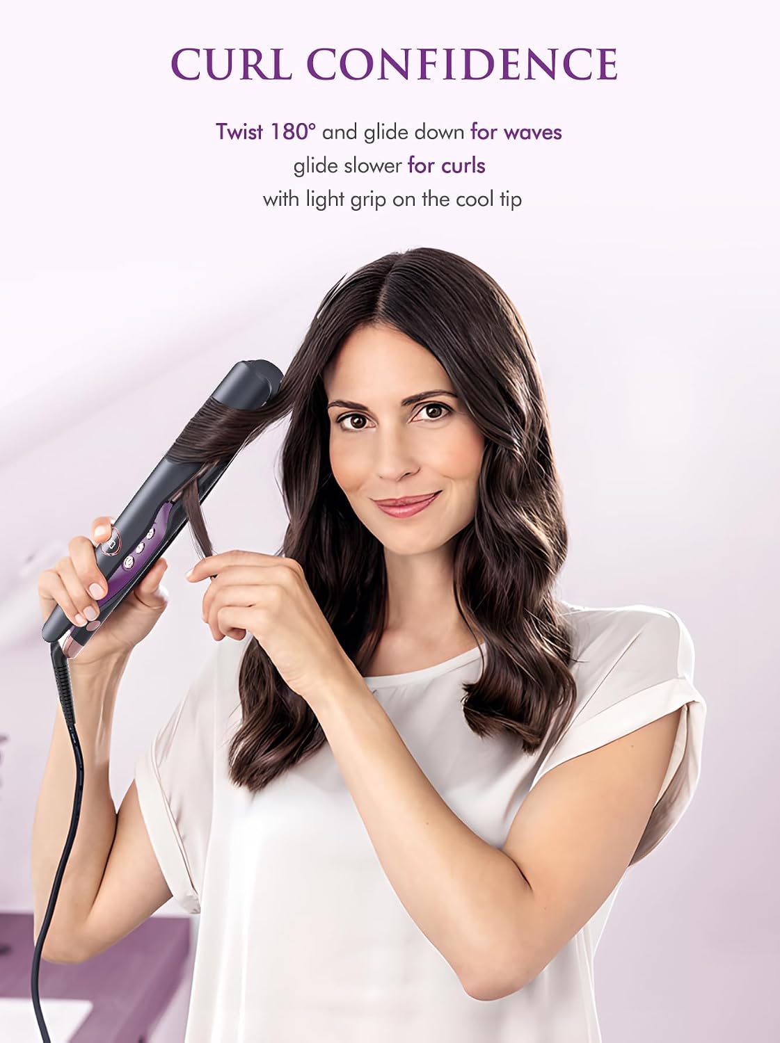 Hair Straightener Curler 2 in 1 Twist Flat Iron Dual Voltage LANDOT Styling Tool