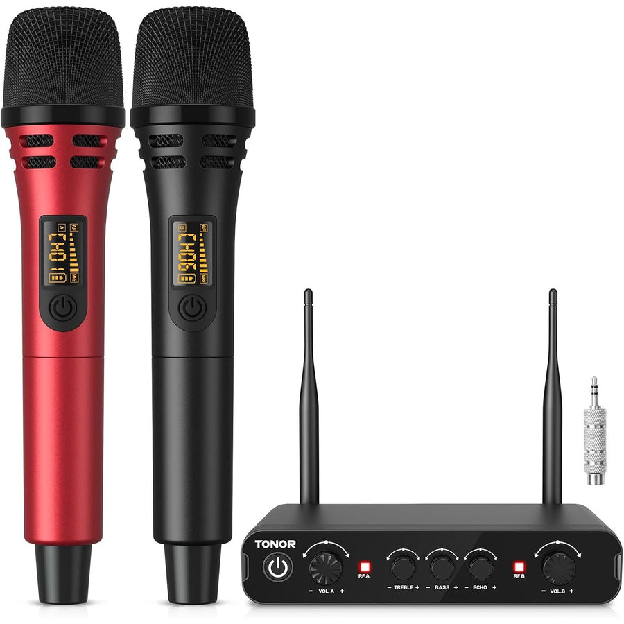 Wireless Microphones UHF Handheld Dynamic 60m Karaoke Mics TONOR Dual Set