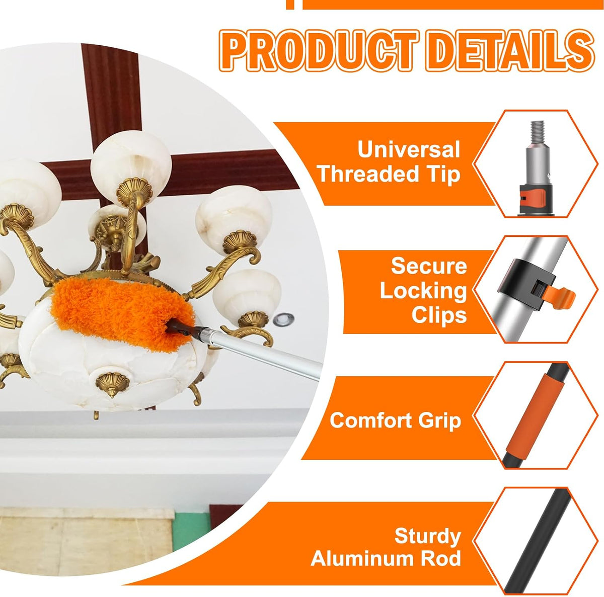 Telescopic Feather Duster 6m Cobweb Brush Window Cleaning Kit LAANPOLE