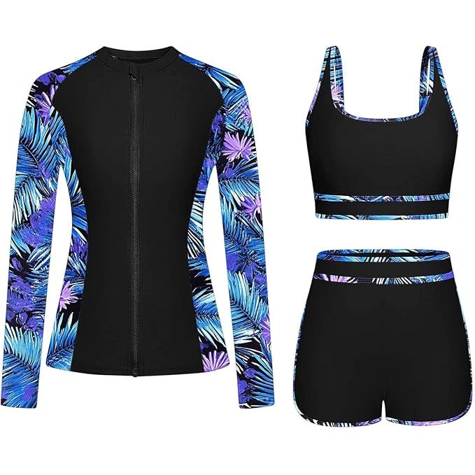 Swimsuit 3-Piece Rash Guard Women’s Bikini Set Size M Black