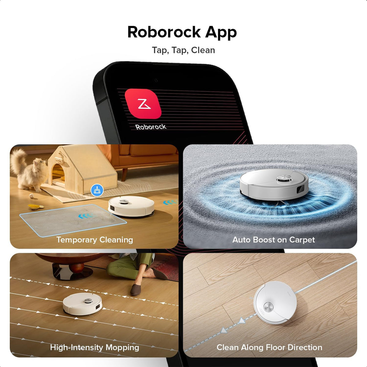 Robot Vacuum Cleaner Mop 10000Pa Powerful Suction Smart Floor roborock Q10 S5