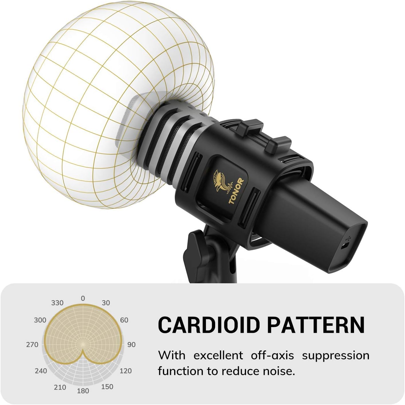 USB Microphone RGB Cardioid Condenser Gaming Podcast PC Mic TONOR Desktop