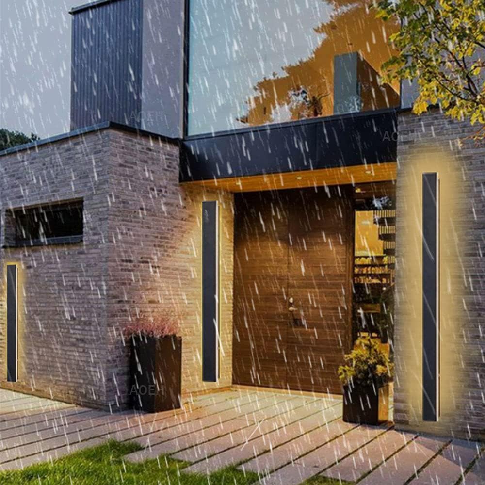 Outdoor Wall Light 60cm LED 20W IP65 Waterproof Black 3000K Garden Wall Sconce