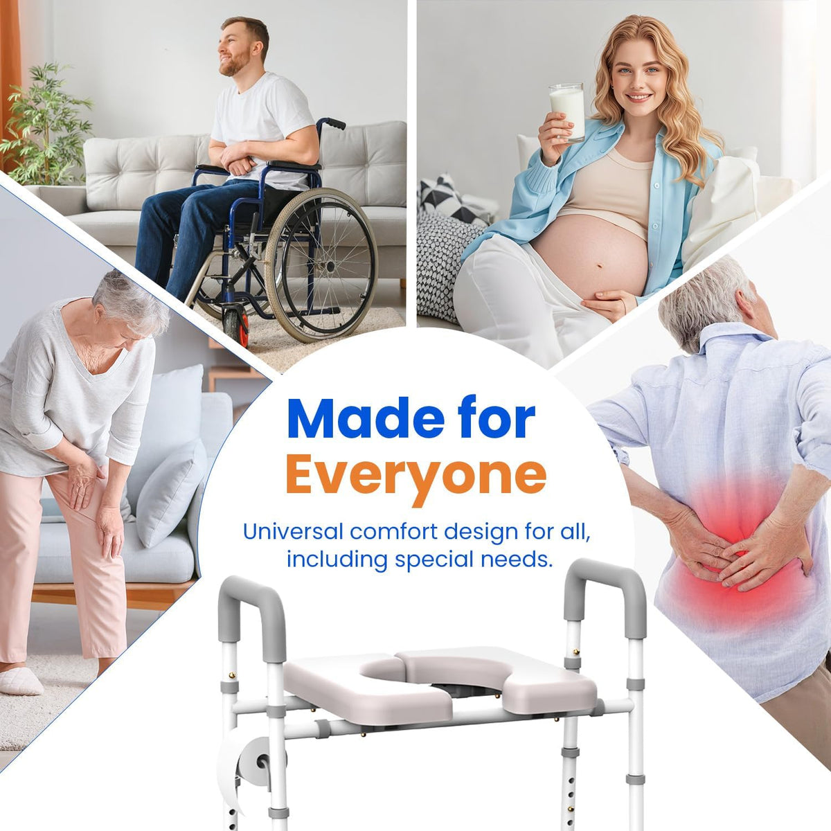 Raised Toilet Seat with Handles Toilet Riser Elderly Bathroom Support Agrish