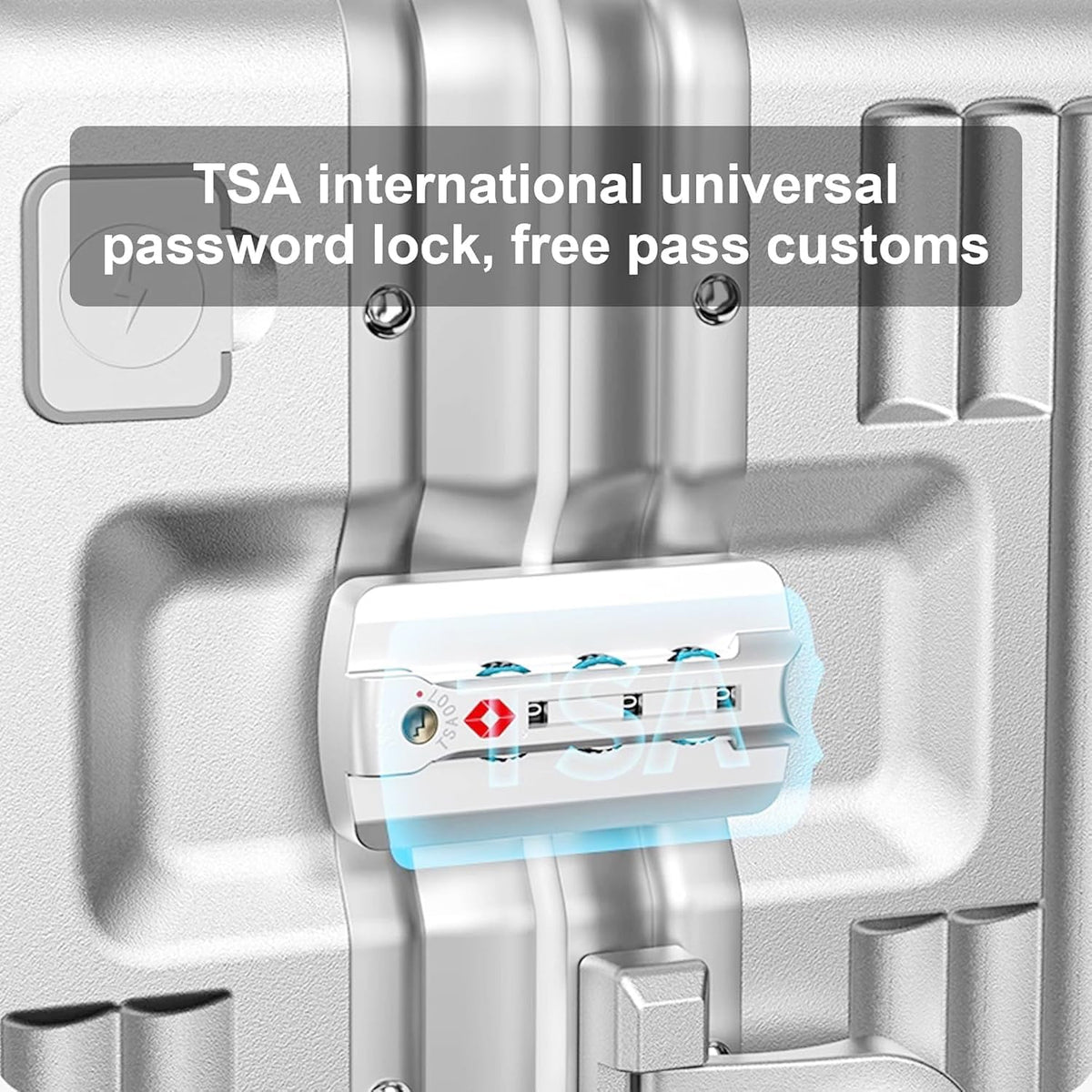 20 Inch Carry On Suitcase TSA Lock Hard Shell Aluminium Frame Silver Cabin Luggage