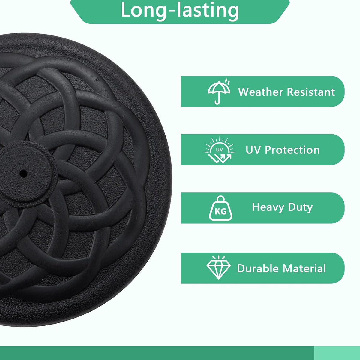 Parasol Base 19kg Heavy Duty Round Resin Umbrella Stand Black Helios&Hestia