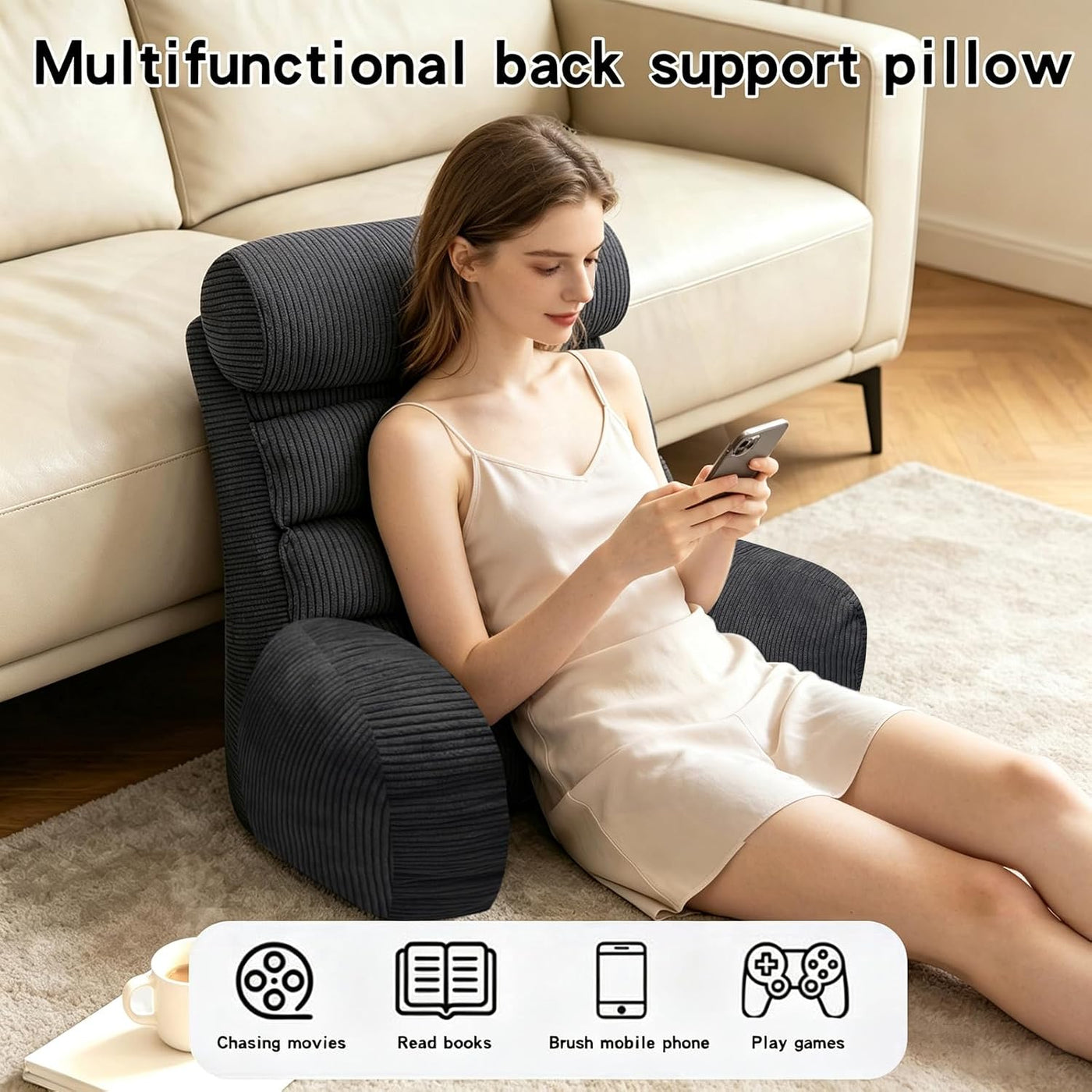 Reading Pillow for Bed Back Support Cuddle Cushion Sitting Upright Comfort Pillow