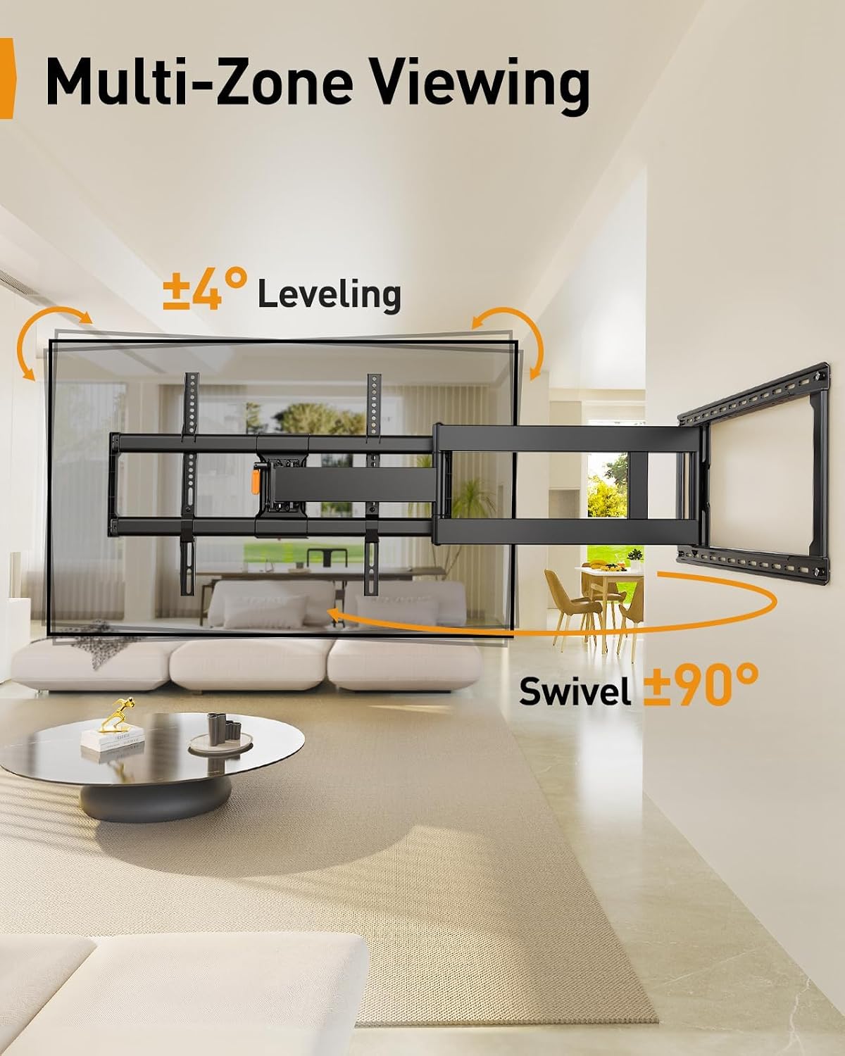 TV Wall Bracket 42-97 Inch 1018mm Long Arm 68kg Full Motion VESA 800x400 Perlegear