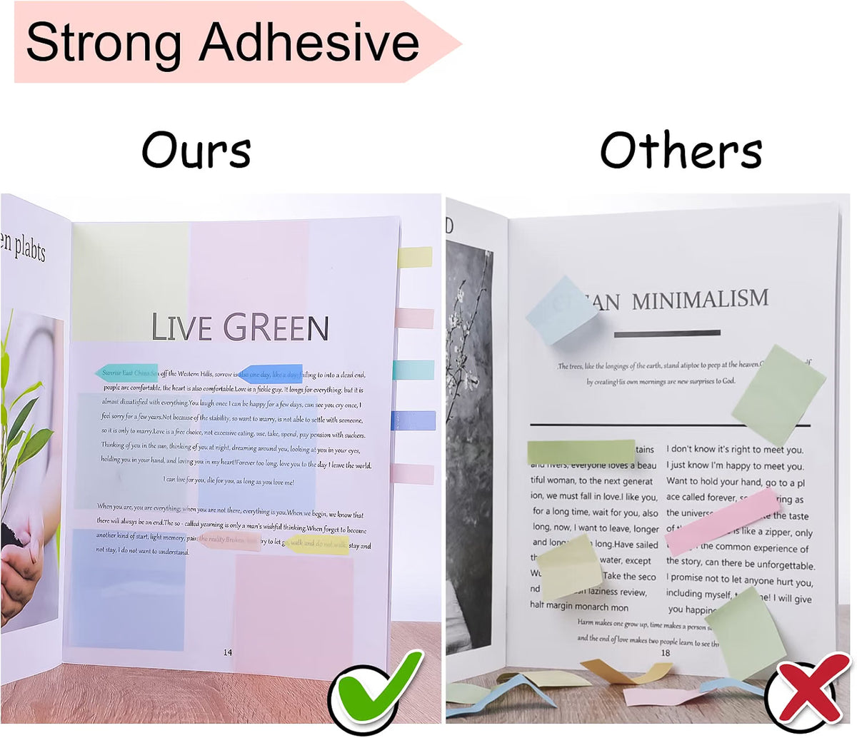 Transparent Sticky Notes 600 Sheets Blue Yellow Clear 95x70mm Removable Yizemay