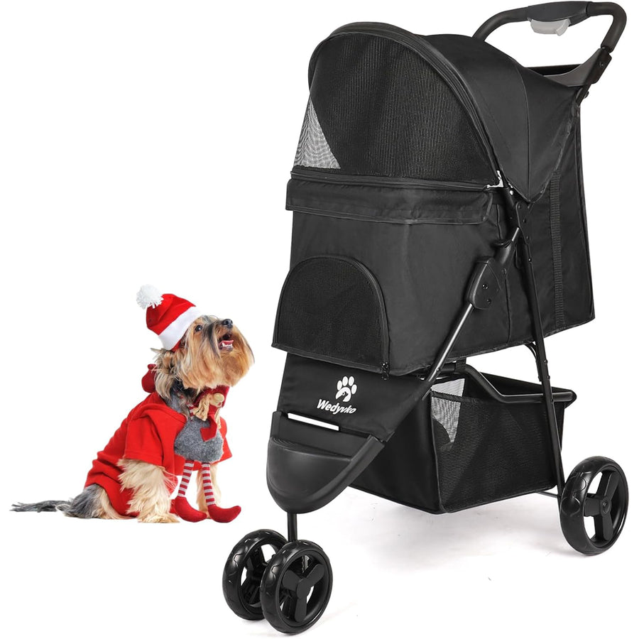 Wedyvko Small/Medium Dogs Pet Stroller, 15kg, Lightweight 3-Wheel Foldable Pramx - Massive Discounts