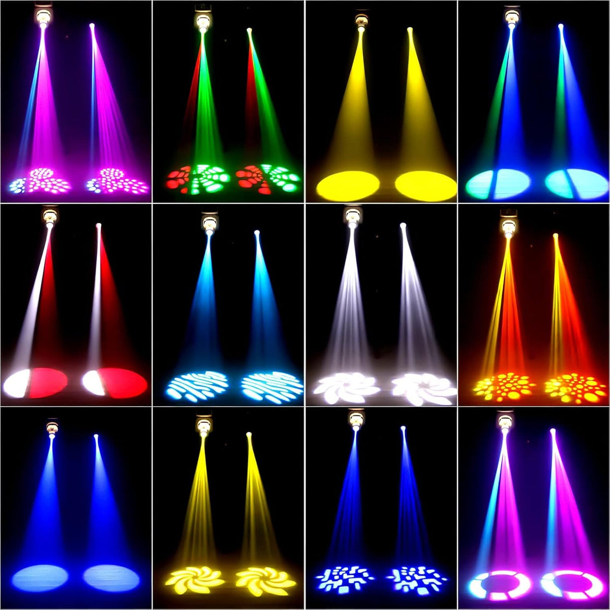 DJ Moving Head Lights 2 Pack LED Spot Strobe 8 GOBO DMX Sound Activated BETOPPER