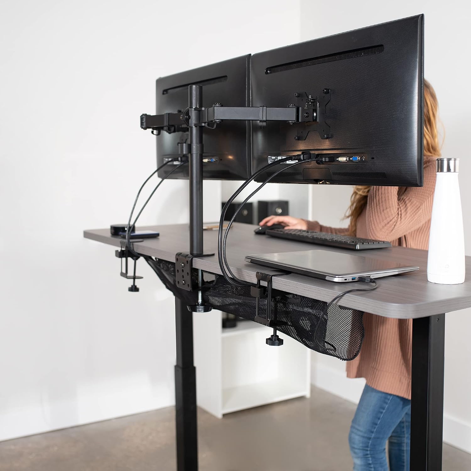 Under Desk Cable Management Net 91cm Clamp On Wire Organizer VIVO DESK-AC36MH