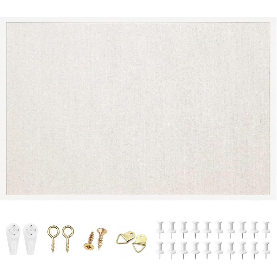 Bulletin Board 90x60cm White Frame Wall Mounted Notice Pin Board OWLKELA Office