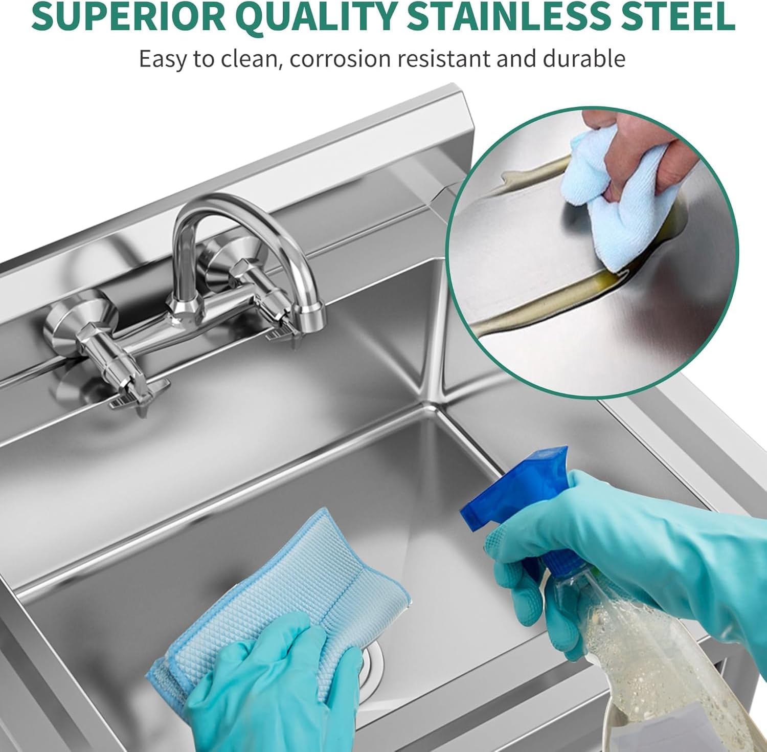 Commercial Kitchen Sink Stainless Steel Single Bowl Portable YITAHOME