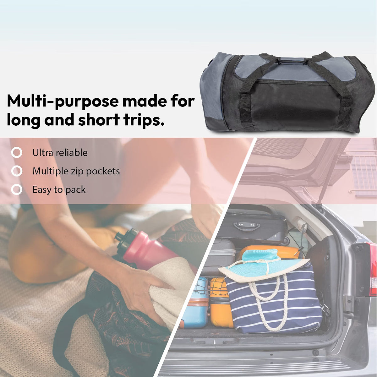 Large Foldable Suitcase Wheeled Holdall Travel Bag with Wheels Lightweight iN Bag