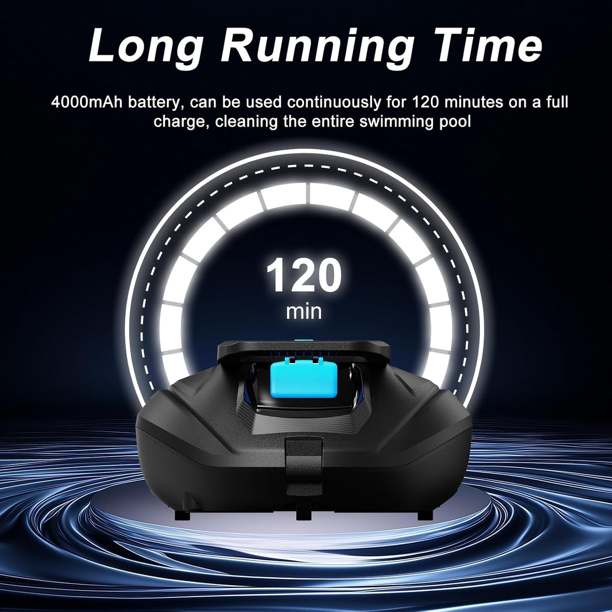 Cordless Robotic Pool Cleaner 4000mAh 120 Min 90m2 Automatic Parking D L D (Broken)