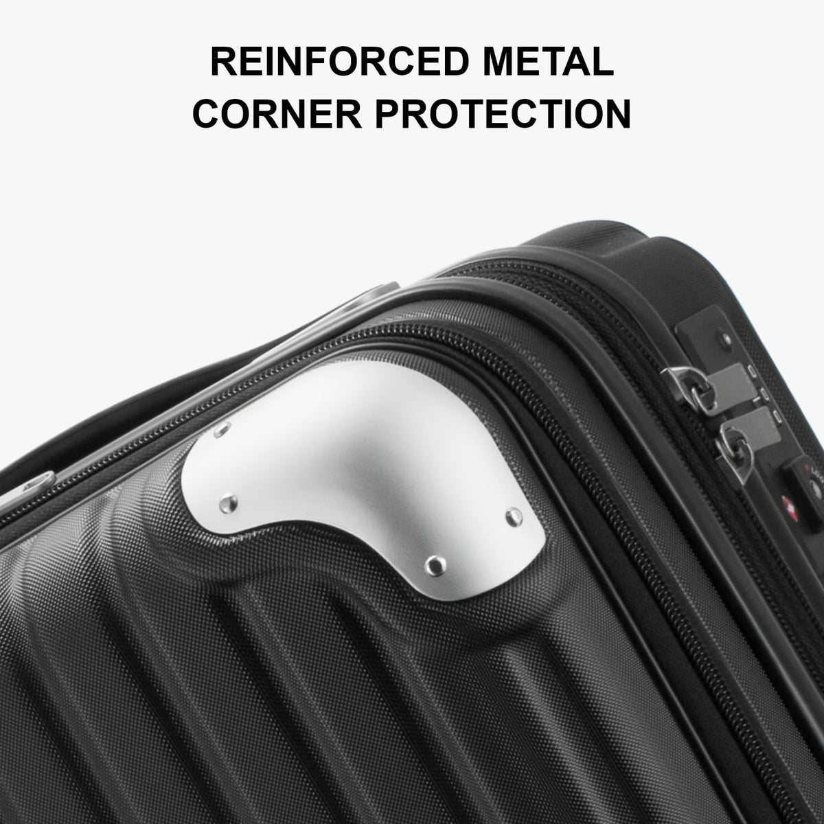 Carry On Suitcase 55cm Expandable Laptop Compartment TSA Black LEVEL8 Cabin Luggage