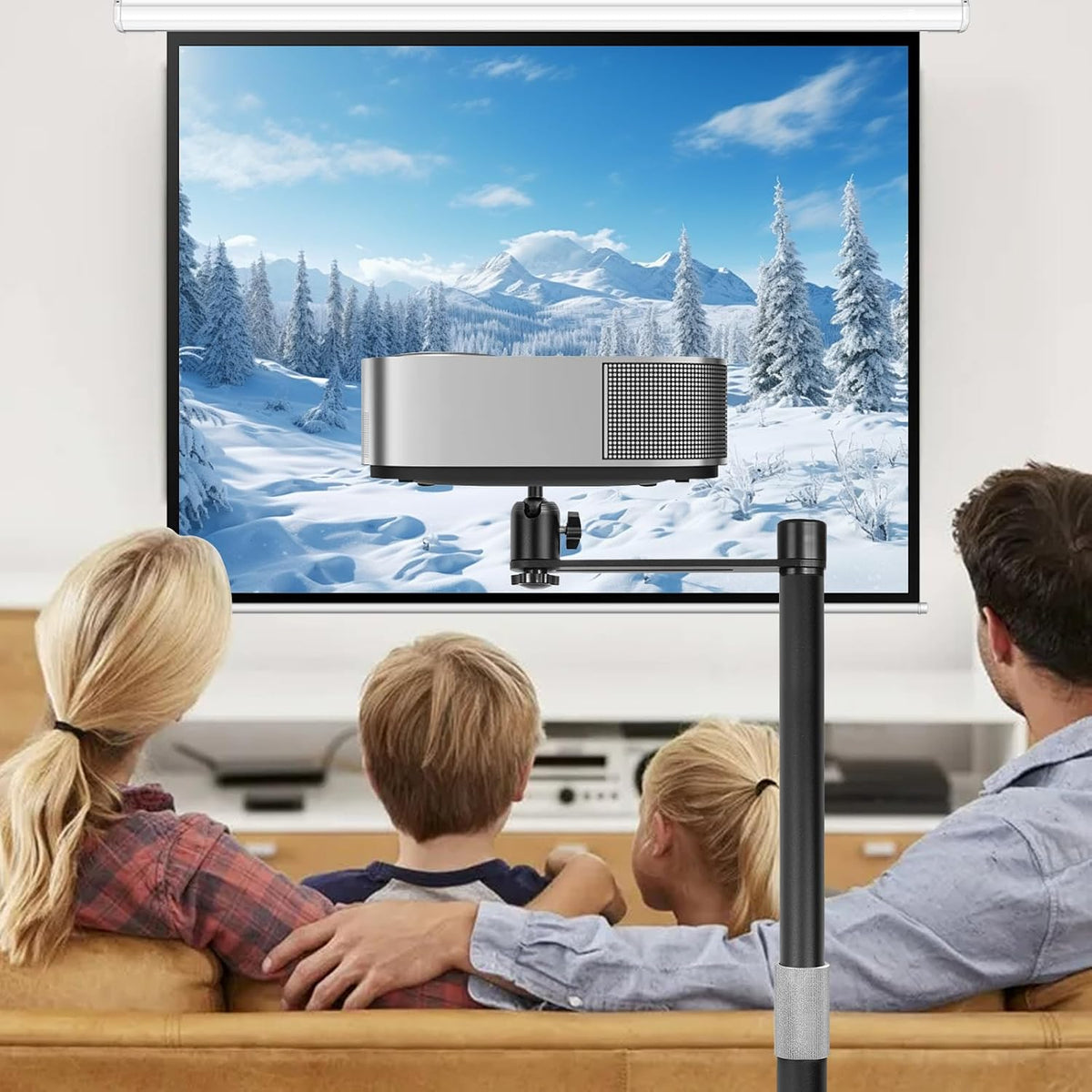 Projector Floor Stand 93-127cm Adjustable Height 360 Rotating Mount Home Cinema