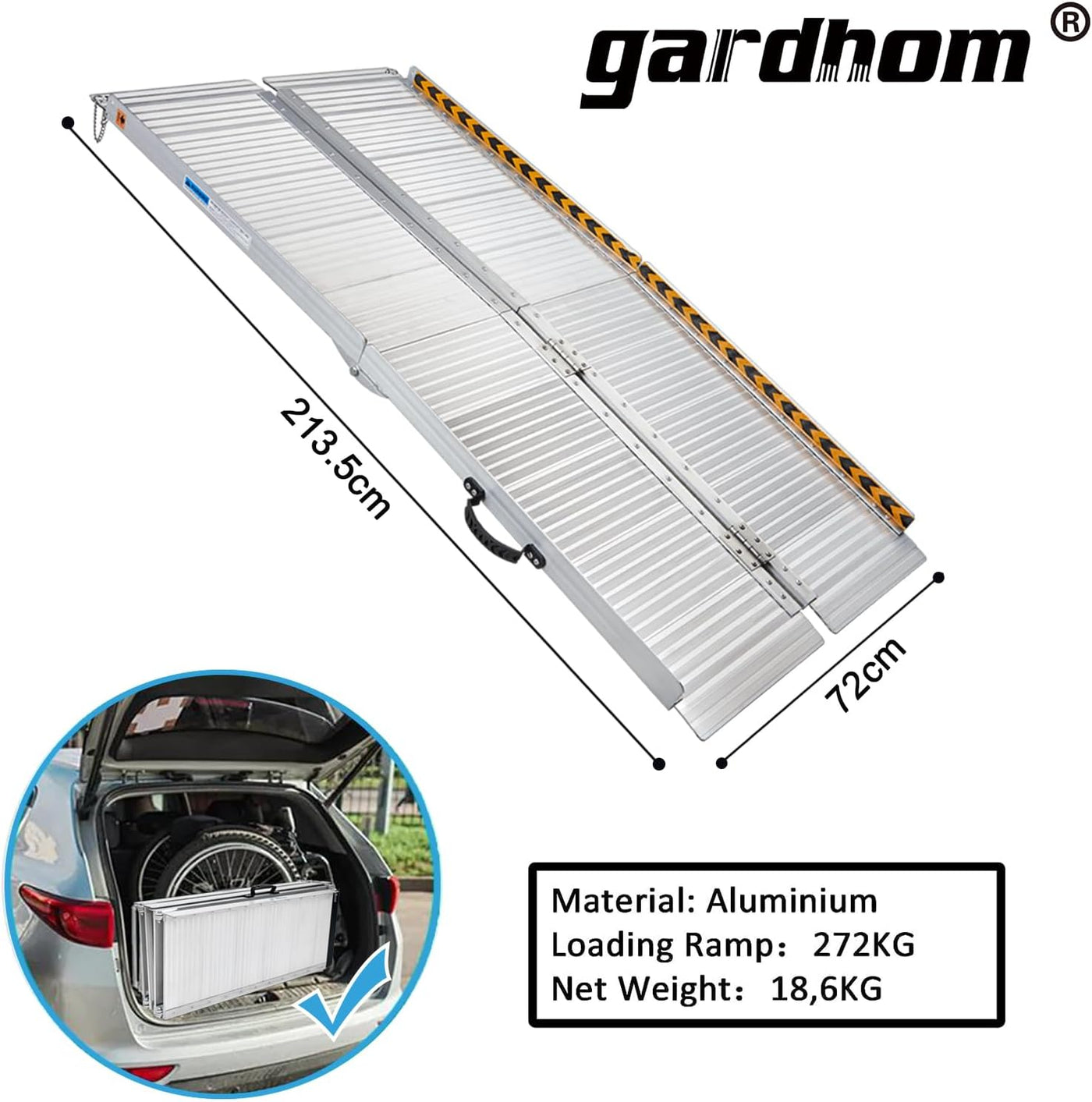 Gardhom 7FT Aluminum Wheelchair Ramp, 272KG Capacity, Folding Ramp for Steps