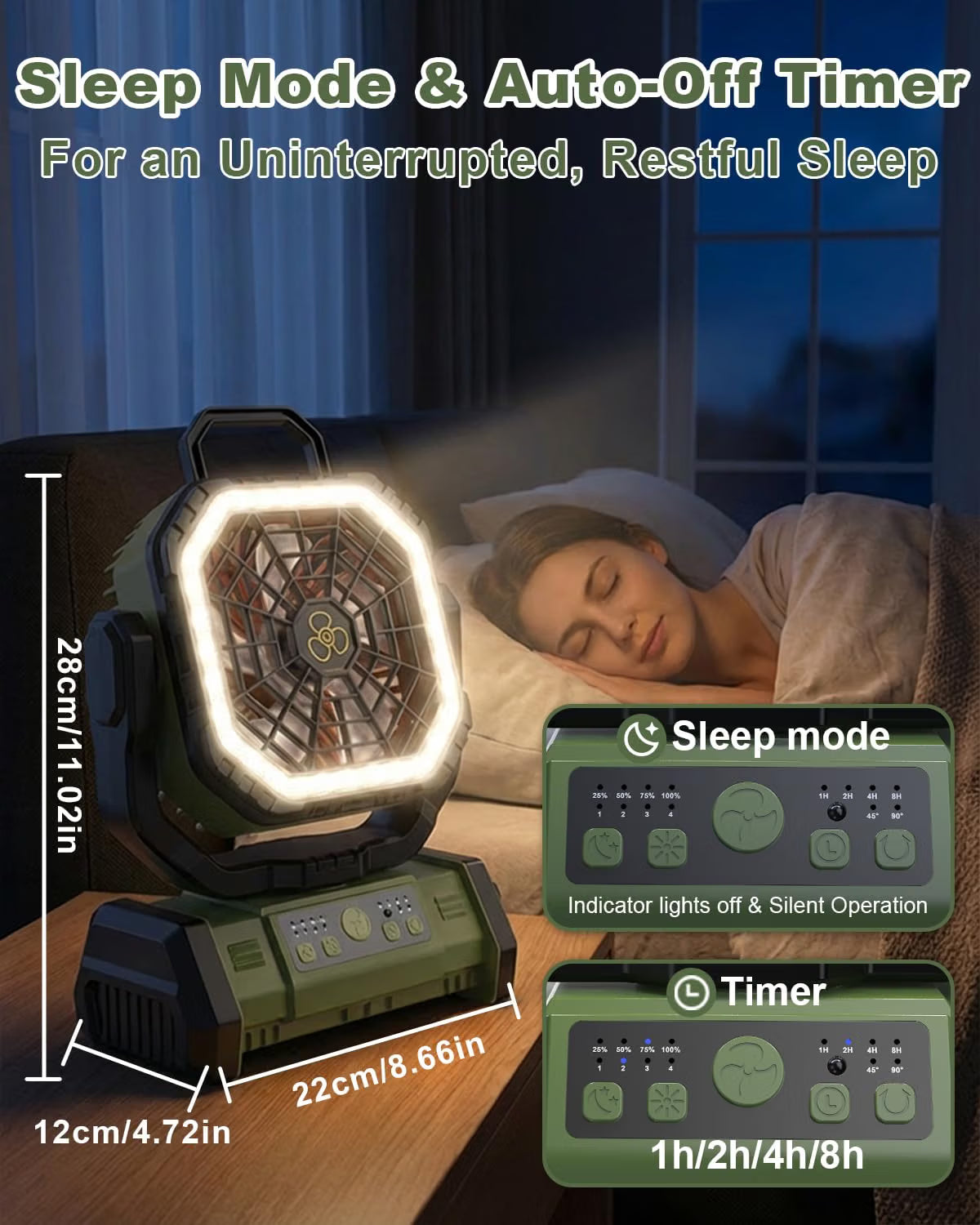 Camping Fan 20000mAh Rechargeable Remote Lamp Power Bank 4 Speed Spopal Portable