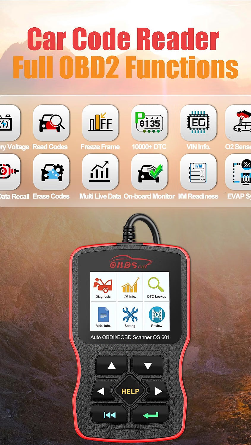 OBD2 Scanner Car Engine Fault Code Reader EOBD OBDII CAN Diagnostic Tool OS601
