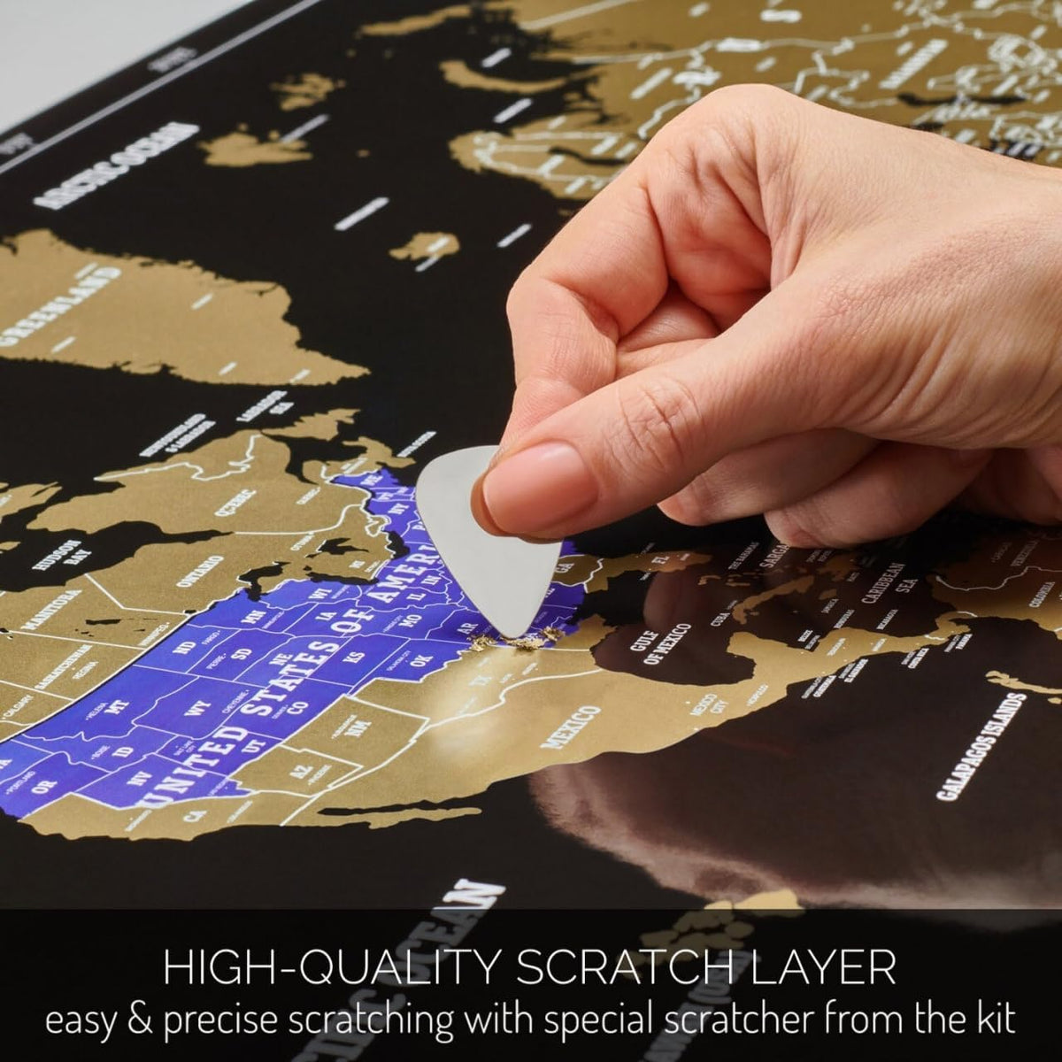Scratch Off World Map XL Large Travel Poster Scratchable Wall Art Gift Set