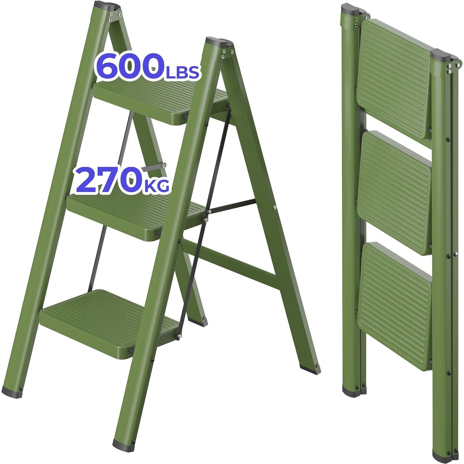 JOISCOPE 3-Step Ladder, 270kg Capacity, Anti-Slip Treads, Lightweight & Portable