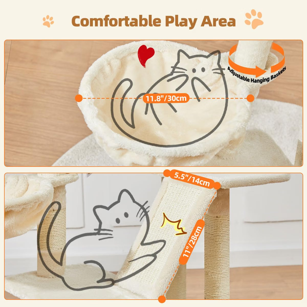 Cat Tree 98cm Small Cat Tower Scratching Climbing Activity Centre Taoqimiao Indoor
