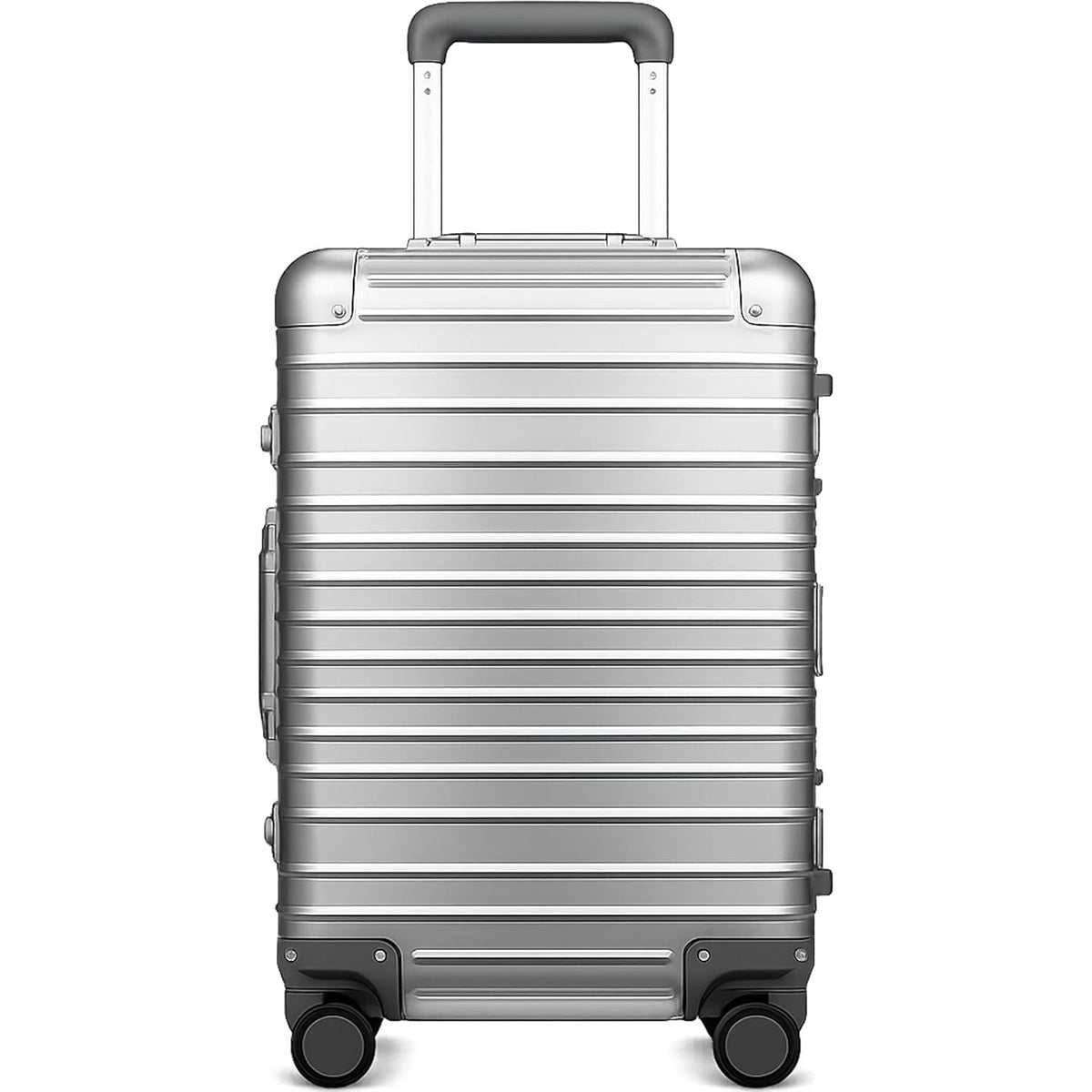 Aluminium Carry On Suitcase 55cm 40L TSA Lock 8 Spinner Wheels Silver Luggex